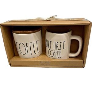 Rae Dunn coffee canister and mug set